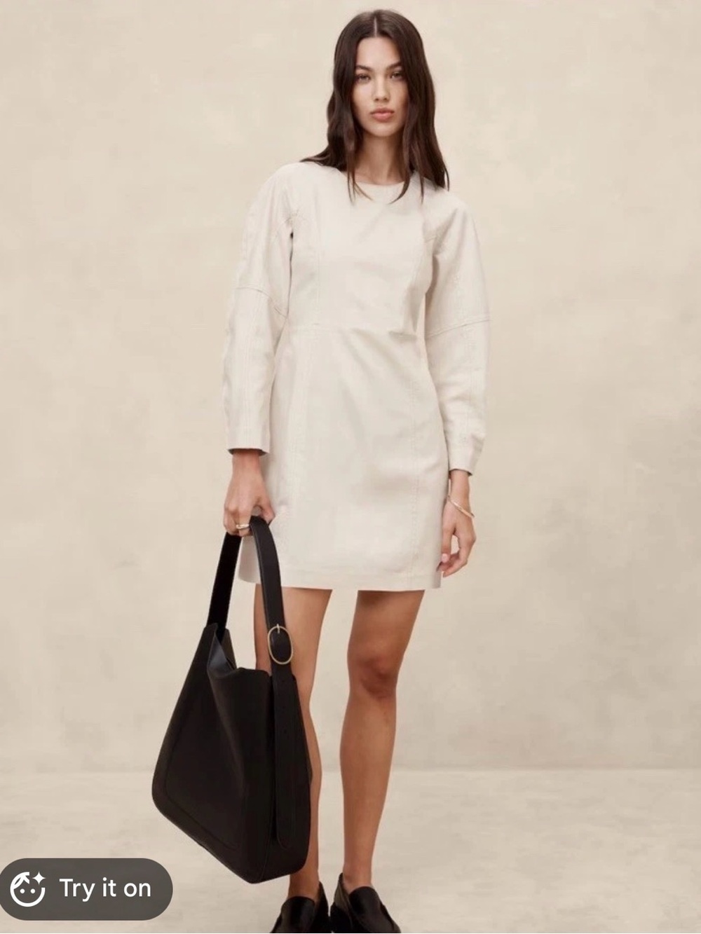 Banana Republic Cream Long-Sleeve Dress